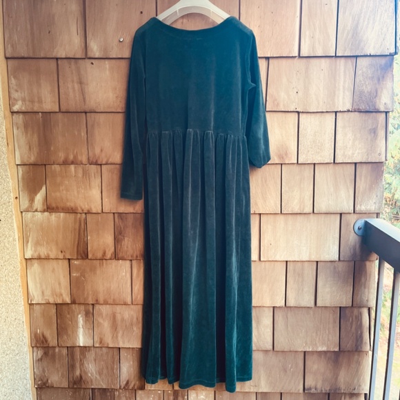 Cotton Ginny Rare Vintage Christmas Cotton  Velvet Midi Emerald Green Dress SP - Picture 9 of 12